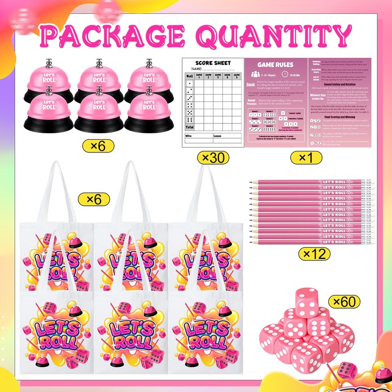 RoundFunny 6 Sets Dice Game Kit Party Supplies up to