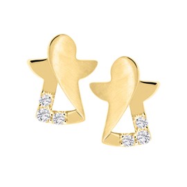 My Gold Girls' Earrings Gold 333 Angel Stud Earrings Real Yellow Gold (8 Carat) with Zirconia 8 mm x 6 mm Guardian Angel Modern Angel, Yellow Gold, Cubic Zirconia
