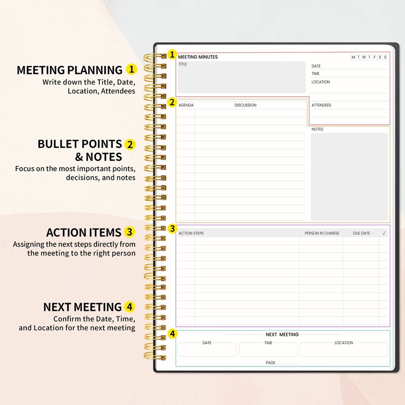 SUNEE Meeting Notebook for Work with Sticky Tabs - 160