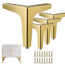 Furniture Legs Autuwintor Modern Furniture Sofa Legs Dining Table Legs Metal Couch Legs 5 Inch Triangle Desk Legs Gold Cabinet Foot Shelf Bed Legs for Furniture with Mounting Screws Pack of 4