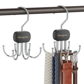 Belt Hanger, Belt Organizer for Closet,Rotatable Tie Rack,Belt Holder,Hanging Closet Storage Hook for Belt, Bra, Tank Top, Tie, Scarf, Purse,3PCS,Black