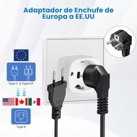 MARKO Paquete de 2 Adaptador de Enchufe de Europa a EE.UU, Adaptador de Europeo a Americano, Convertidor de Viaje para Estados Unidos Tipo B, Convertidor de Enchufe de Viaje de Europa a EE. UU. Mexico