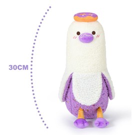 shownicer Plush Toy Banana Duck Cuddly Toy Kawaii Duck Plush, Banana Plush Cushion Toy Throw Pillow, Duck Cushion Gift for Children Girls 3+ Years (Purple Doughnut, 30 cm)