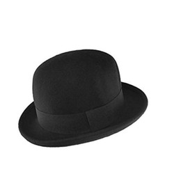 MAZ 100% Wool Felt Soft Crushable Bowler Hat (Satin Lined) in Black - 4 Sizes (56cm)