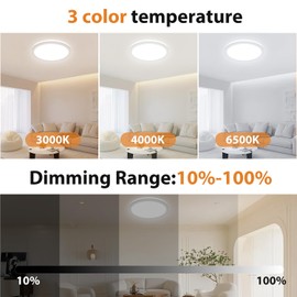 slochi LED Ceiling Light Dimmable with Remote Control, 30 cm RGB Colour Changing Ceiling Light LED, 3000 K - 6500 K Bathroom Lamp for Bathroom, Children's Room, Bedroom, Living Room, Round White