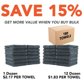 Arkwright Bleach Safe Salon Towel - 100% Ring Spun Cotton Soft Quick Dry Super Absorbent Hand Towels for Cosmetology, Spa, Facials, 16 x 27 in. (Pack of 12), Charcoal