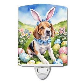 Caroline's Treasures Beagle Easter Egg Hunt Ceramic Night Light Compact, UL-Certified, Ideal for Bedroom, Bathroom, Nursery, Hallway, Kitchen, 6x4x3, Multicolor