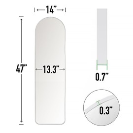 FINEWF 47x14 Mirror Full Body Length Door Hanging/Rope Hang/Wall Mounted Metal Frame Arch Mirrors for Bedroom Entryway Dressing Living Room 47 14 inch Silver