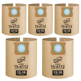 5 Pack DXVA19-4112 Vacuum Bags for DEWALT 12 to 16 Gallon Wet/Dry Vacuum, Disposable Shop Vac Bags, Dust Collection Bag Replacement
