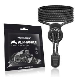 ALPHAPACE Pace Locks Elastic Shoelaces, No-Tie Laces, Slip-On Quick Release for Sports, Youth & Elderly, 120 cm, Various Colours, black