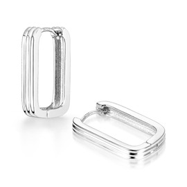 ALEXCRAFT 925 Silver Hoop Earrings Women's Small Chunky Hoop Earrings Hypoallergenic Sterling Silver Earrings Mini Thick Hoop Earrings Small Huggie Earrings Small Wide Hoop Earrings, Silver