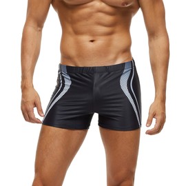 SALENT Men's Square Leg Athletic Swimsuit Swim Trunk Swimwear Bathing Suit Board Short (US, Alpha, XX-Large, Regular, Regular, 0 Black1)