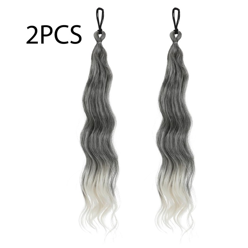 2 Piece Braid Wig Wavy Curly Scrunchies Synthetic Chignon Ponytail