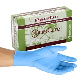 AmerCare Pacific 4.5 mil Blue Nitrile Gloves, Powder and Latex Free, General Purpose for Cleaning and Foodservice, Extra Large, Case of 1000