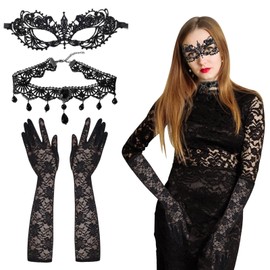 ARONRAVE Gothic Necklace Set Venetian Mask Gothic Necklace Gothic Steampunk Venetian Mask Women's Lace Choker Collar for Women Carnival Costume