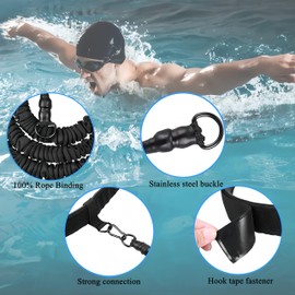 Swimming Belt for Pool 2.5-7.5 m Swimming Trainer, Swimming Belt with Webbing and Adjustable Belt, Swimming Exercise Belt for Increases Strength and Endurance