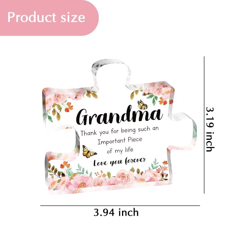 Birthday Gifts for Grandma Acrylic Puzzle Piece Plaque for Grandmother