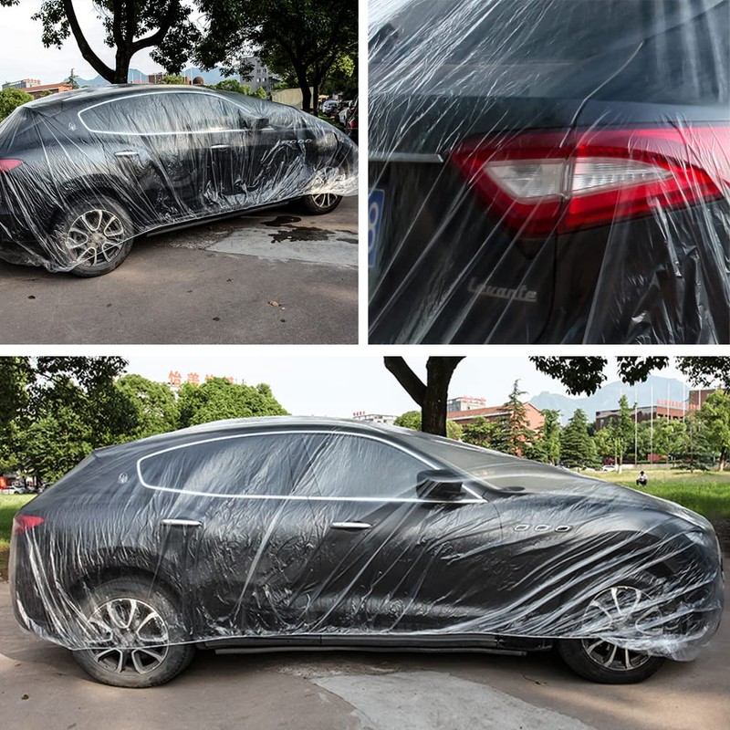 LuliKa 3 Packs Disposable Car Cover Clear Plastic Car Cover