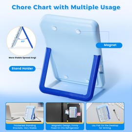 Magnetic Chore Chart for Kids, Visual Schedule for Kids, Routine Dry Erase Board Checklist to Do List ADHD Tools for Kids, Chore Chart for Kids with 12 Reusable Sheets for Daily/Weekly Planner - Blue