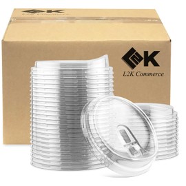 [1000 Pack] Strawless Sipper Lids for 12-24 oz Clear Plastic Coffee Cup (1000 Lids)