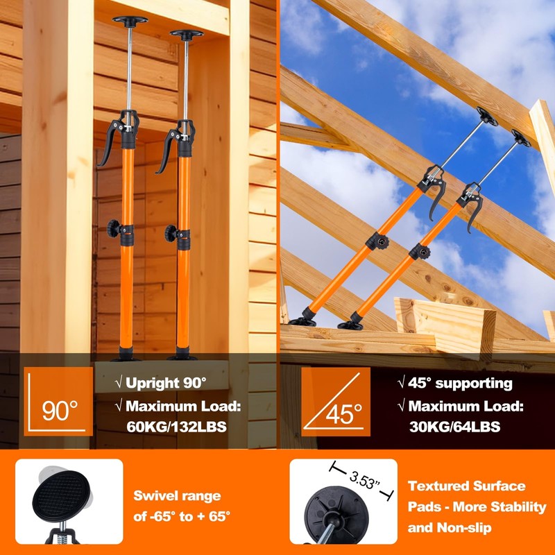 Tikelly Adjustable Support Pole, Cabinet Jacks for Installing Cabinets, Telescoping