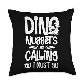 Dino Chicken Nugget Dinosaur Nugs Veggie Funny Throw Pillow, 18x18, Multicolor