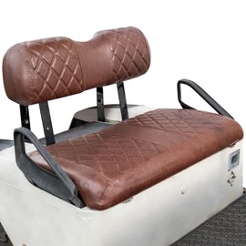 NOKINS Golf Cart Diamond Seat Covers Kit, Fit for EZGO TXT 1994-2013/EZGO RXV OEM Standard Front Seat Cushion, No Nails Required & Easy to Clean, Breathable Vinyl Seat Covers (Brown and Brown 8438)
