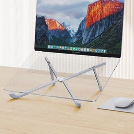 Chstarina Laptop Stand for Desk, Laptop Riser, Laptop Holder, Foldable, Portable, Adjustable, Notebook Stand, Aluminum, Silver, Laptop Support for Desk, Office