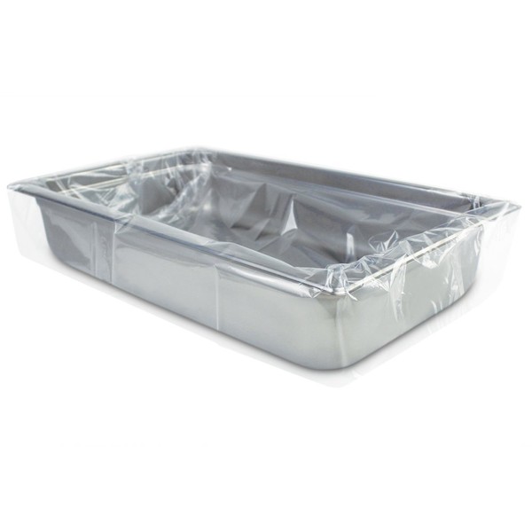 PanSaver Eco Oven-Safe Pan Liner, Clear Disposable Liner Bags, Full Pan Shallow Pan Liners (100 Liners)