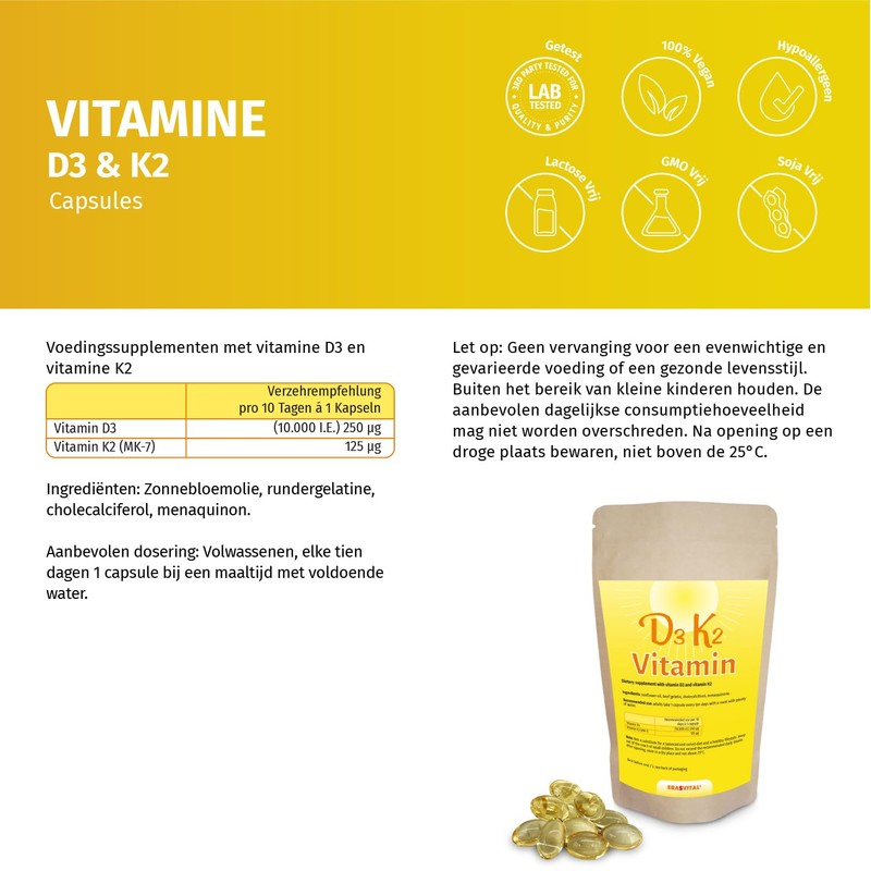 Vitamin D3 10,000 IU + Vitamin K2 125 mcg Menaquinon