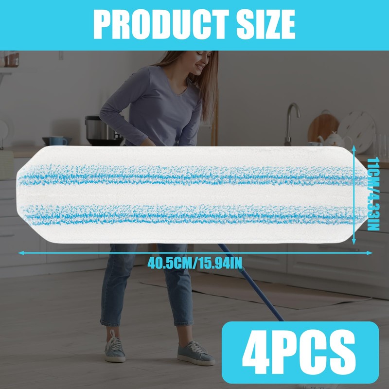 Pack of 4 Microfibre Mop Pads Replacement for H2Pro Floor