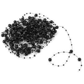 10M Roll Pearls String,Fishing Line Artificial Pearls Bead Garland, Pearl Strings for Decorating Wedding Centerpieces Bridal Bouquet DIY Crafts (Black)