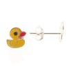 Touch Jewellery 925 Sterling Silver Duck Stud Earrings with Yellow