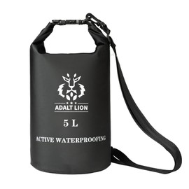 ADALT LION Waterproof Dry Bag 5L/10L/20L - Roll Top Waterproof Backpack for Swimming, Kayaking, Hiking, Floating - Boating Bag with Double Zipper Seal & Adjustable Shoulder Strap (Black, 5 L)