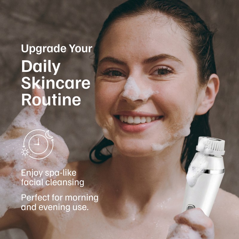 Electric Facial Cleansing Brush with 4 Interchangeable Heads, Rechargeable Face