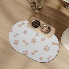 YCT Dog Food Mat - Cat Dish Mat Dog Bowl Mat - No Stains Easy Clean Dog Mat for Food and Water - Absorbent Quick Dry Pet Mat, 11.8"x18.1" Beige