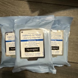 NEUTROGENA MAKEUP REMOVER CLEANSING TOWELETTES FRAGRANCE FREE - LOT OF 3