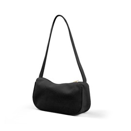 WisePoint Small Shoulder Bag, Corduroy Small Shoulder Bag, Women's Armpit Bag with Zip, Stylish Shoulder Bag for Shopping, Dating, Travel, black