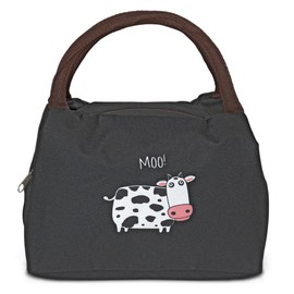 KINSTON Insulated Lunch Bag - Ideal for Lunch, Office, Picnic - Reinforced Polyester, EPE/Aluminium Lining - Black Cow
