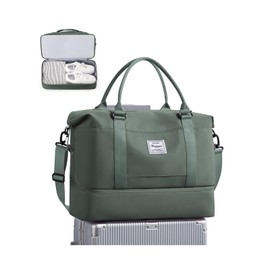 For Spirit Airlines Personal Item Bag 18x14x8 Foldie Travel Duffel Bag, Double expandable Gym Sport Tote Bag, Foldable Waterproof Weekender Carry On Overnight Bags for Airplanes Women Men,Green