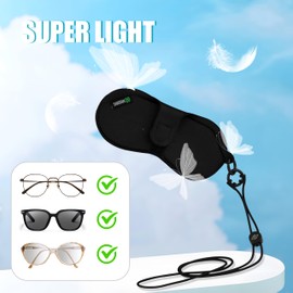 SANDIAN, Tori Eyeglass Sunglass Holder Pouch Case, Stylish Soft Neoprene SBR Padded Fabric, Black Color with Soft Adjustable Silicone Strap [Black Color]