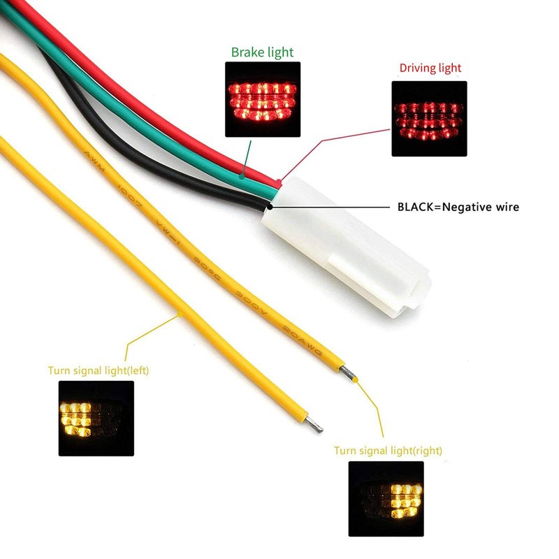 MZS Motorcycle Tail Light LED Integrated Turn Signal Blinker Smoke