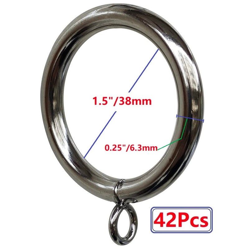 Curtain Ring Metal 42-Pcs 1.5 Inch Inner Diameter with Eyelets