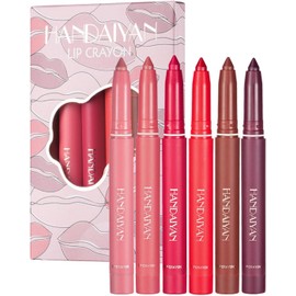 Jindi Juego de pintalabios Mate de 6 Colores,Lápiz delineador de Labios Suave Giratorio y de Corte Juego de pintalabios Mate de 6 Colores para Todas Las Estaciones
