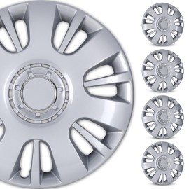 4-Pack 15 Inch Wheel Rim Cover Hubcaps,WOLFSTORM Special Design Fashion Shape Replacement Hubcaps,Car Truck SUV Wheel Hub Accessories-Silver