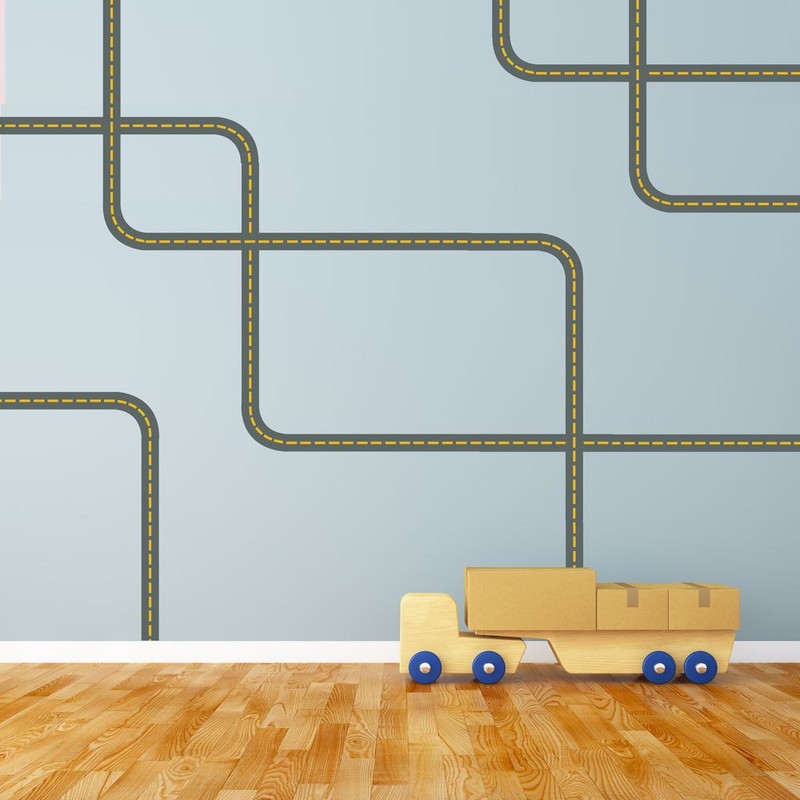 Extra Road Straight and Curved for Trucks Cars Wall Decals