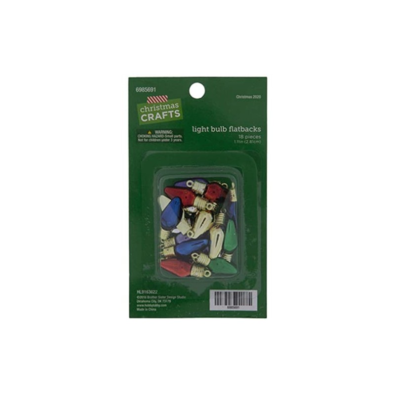 Christmas Crafts Multi-Color Christmas Metallic Light Bulb Flatback Embellishments -