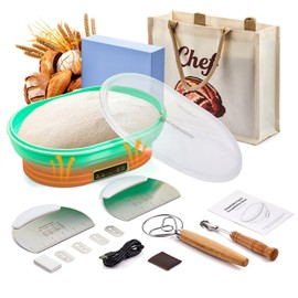 Banneton Bread Proofing Basket 2L/10.6-inch Oval with Digital Panel - 6 Temp Settings, Foldable Silicone Proofing Basket with Removable Lid, 6H Timer, Easy Clean Batter Bowl for Sourdough