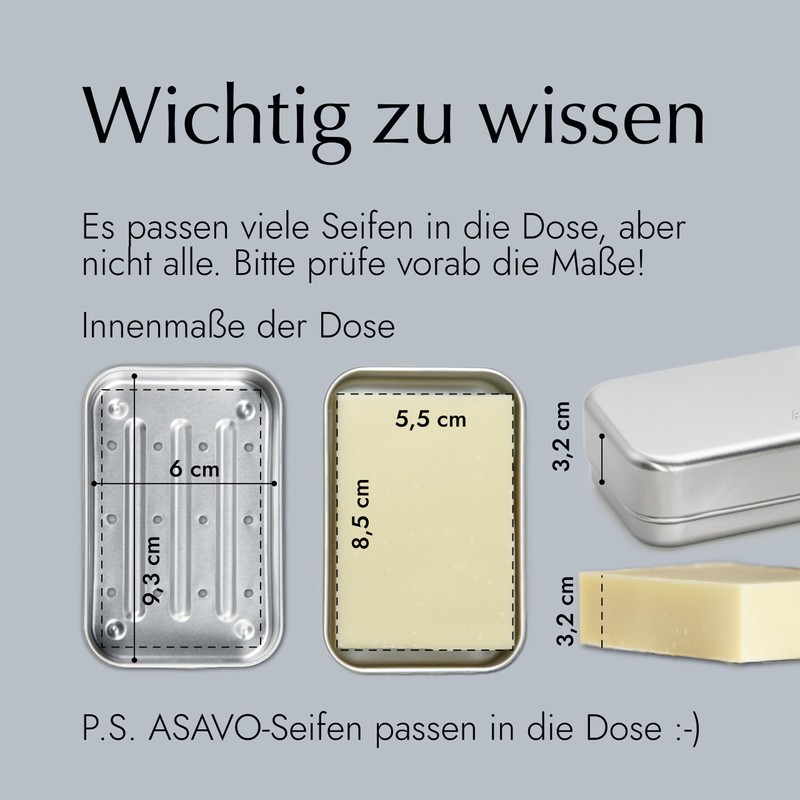 ASAVO metal soap tin 9.5 x 6.0 x 3.2 cm