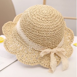 Baby Girls Straw Hat Sun Hat Toddler Wide Brim Summer Beach Hat Kids Sun Protection Hat Bowknot Sun Visor Hat Floppy Hat Foldable Anti UV Travel Hat Bucket Hat For Holiday Travel Beach Kids 2-6 Years